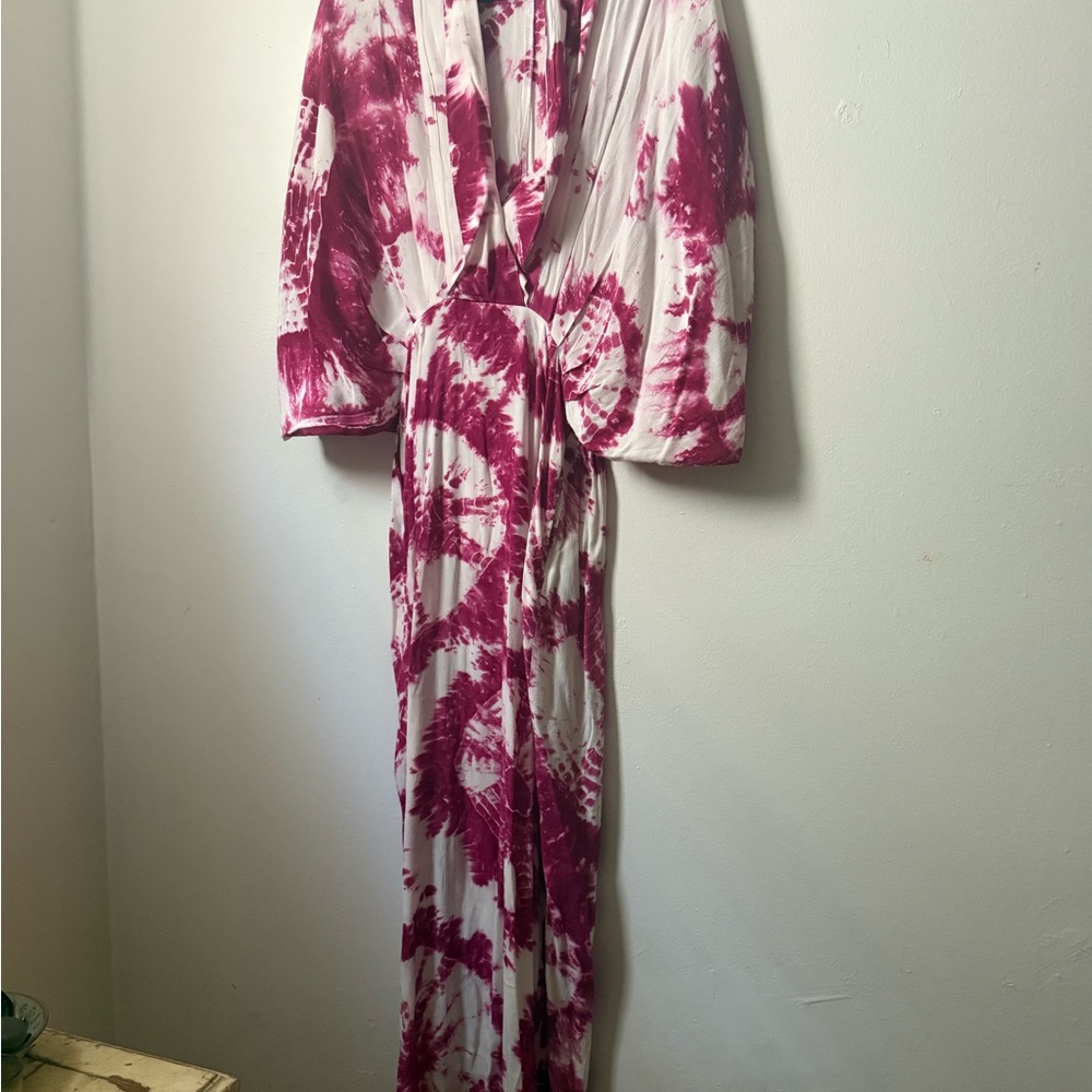 S/W/F Pink and White Tie-Dye Maxi Dress - Picture 3 of 5